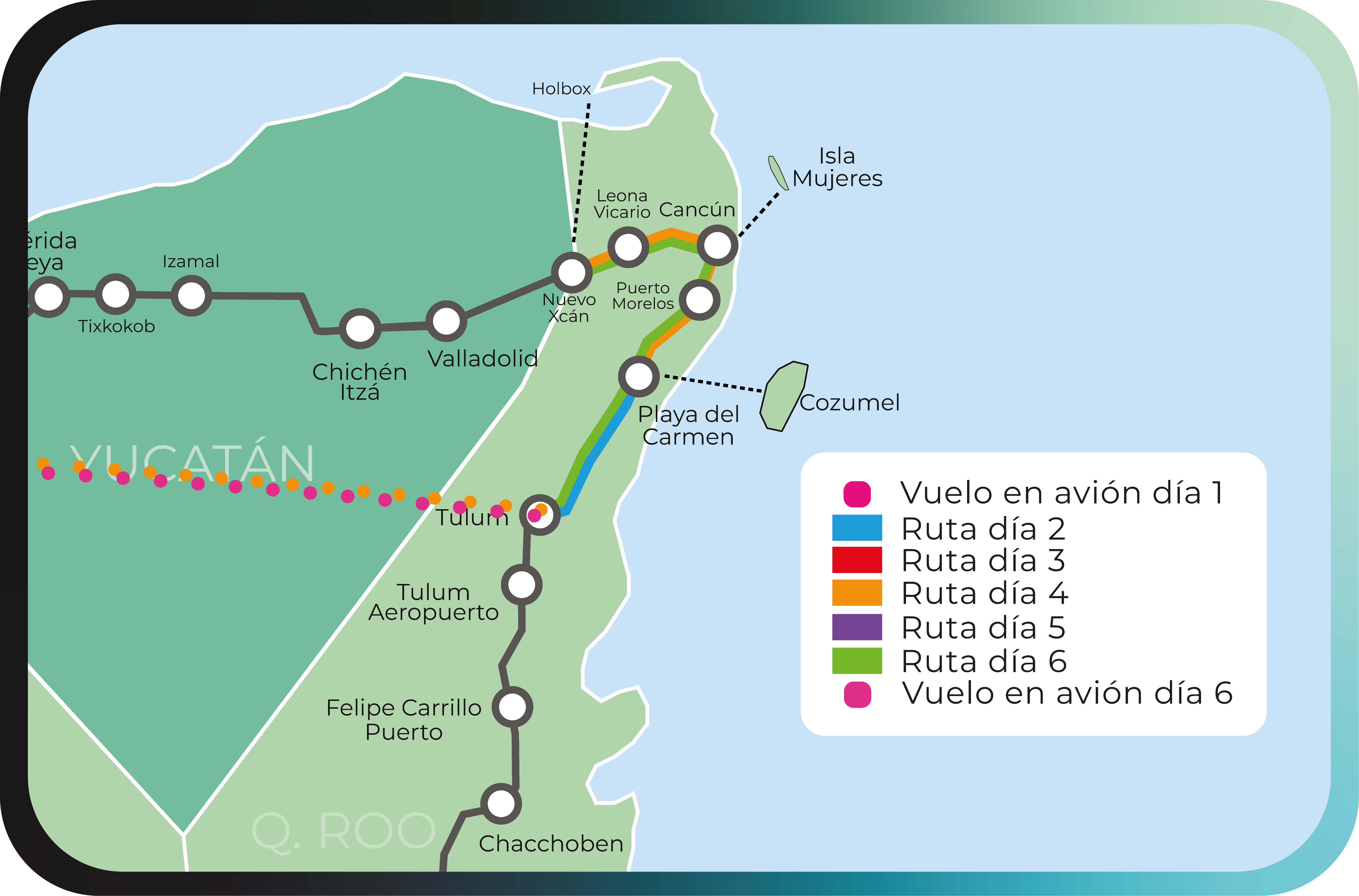 Mapa de la ruta Un Tesoro Maya